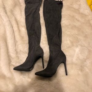 Never worn charcoal thigh high right boots
